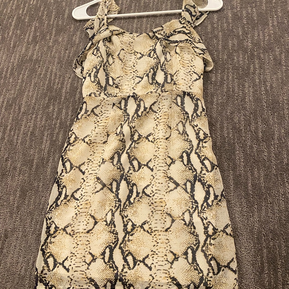 Snakeskin mini ruffle dress!